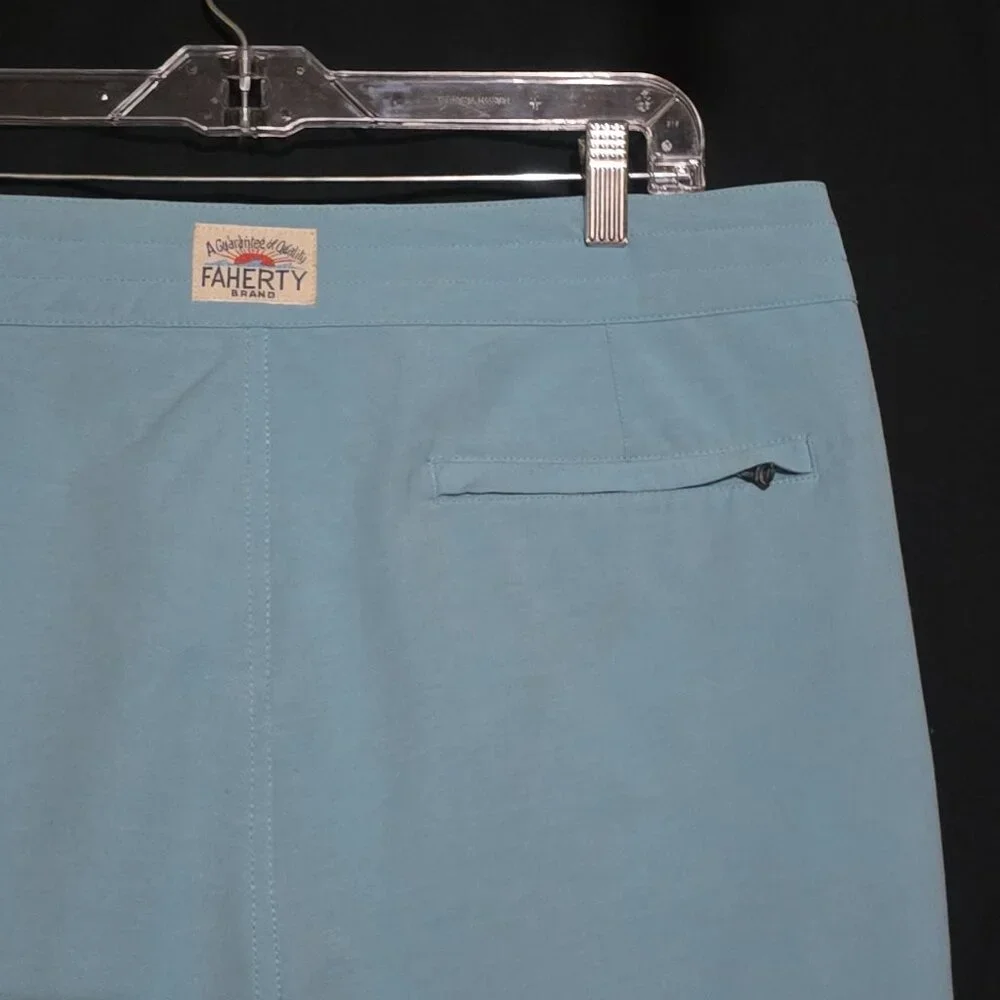 Faherty Men's Biarritz Pocketed Board Shorts - Blue Horizon Stripe - Sz 34*